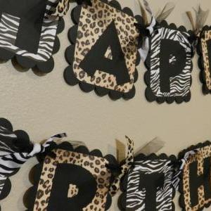 Zebra And Leopard Birthday Banner Animal Print