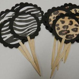 Animal Print Cupcake Toppers Leopard And Zebra
