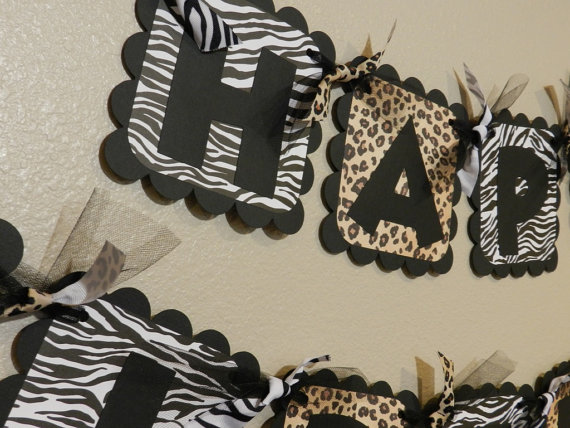Zebra And Leopard Birthday Banner Animal Print